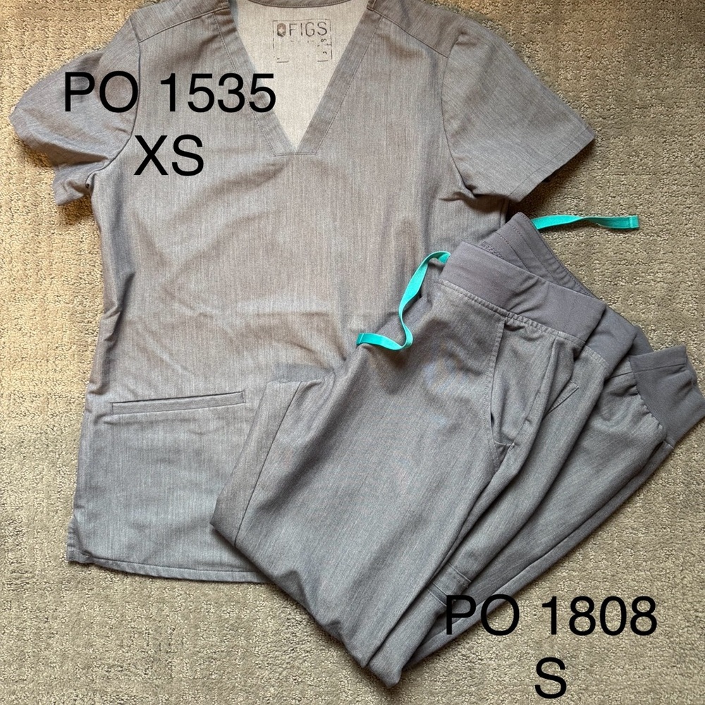 Gray Scrub Top and Pants Set